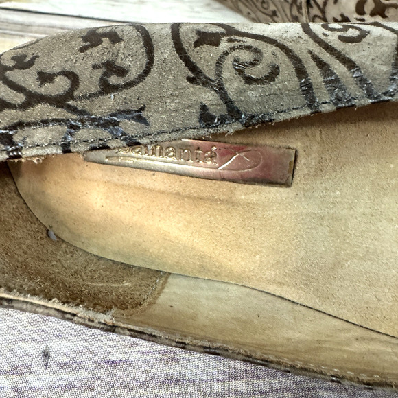 Samanta Womens Brown Patterned Square Toe Kitten Heel Career Shoes Size 10 - Picture 10 of 10